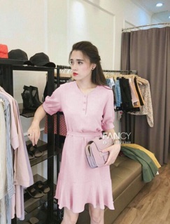 Đầm suông thắt nơ eo