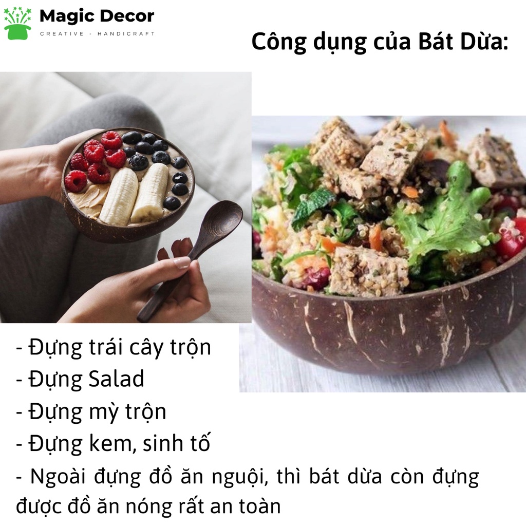 Bát Gáo Dừa Hàng Xuất Khẩu Cao Cấp  dùng đựng đồ ăn Salad (video ảnh thật)