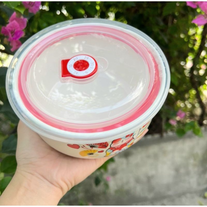 Thố sứ có nắp 6inch 16cm- Hoa văn ngẫu nhiên- Tô Sứ Tráng men cao cấp- Hộp đựng thực phẩm