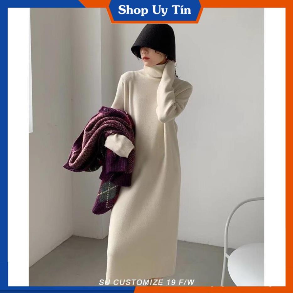Váy Len Dáng Dài  Đầm Len Suông Nữ Cổ Lọ Cao Cổ Dài Tay Mùa Đông Đẹp Nhiều Màu VD051 | BigBuy360 - bigbuy360.vn