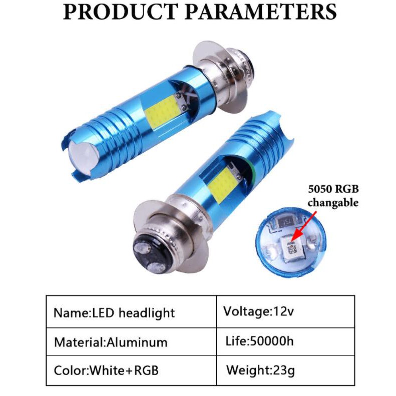 Đèn Pha Lymoyo H4 P15D Ba20D H6 H6M 30led Cob Led 8w + Rgb Dc12V