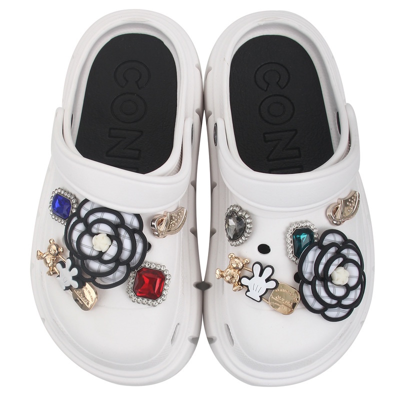 Set Phụ Kiện Khóa Giày Crocs Đính Hoa Trà Pha Lê Thời Trang Cho Nữ
