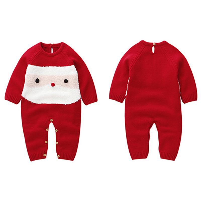 Jumpsuit Dài Tay Họa Tiết Giáng Sinh Dễ Thương Cho Bé