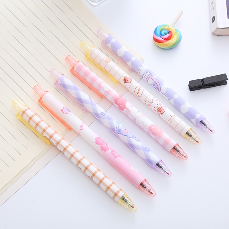 Set 6 Bút Mực Gel Kiểu Dáng Đơn Giản Xinh Xắn