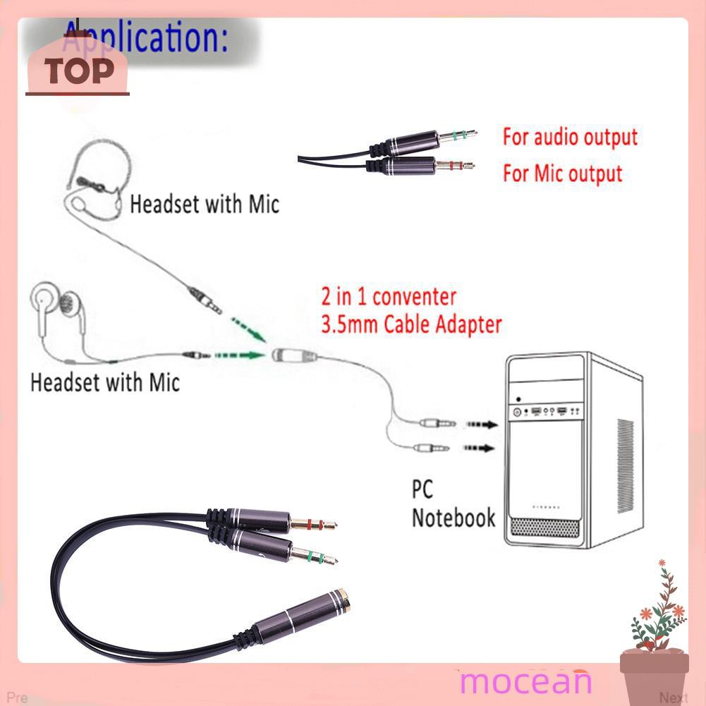 Cáp Chia Âm Thanh 3.5mm 1 Jack Female Sang 2 Male