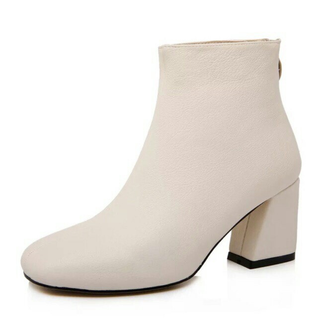 Boot Nữ Cổ Ngắn Chất Da Gót Vuông Gân Móc Khoá Sau - 8257 móc tròn | BigBuy360 - bigbuy360.vn