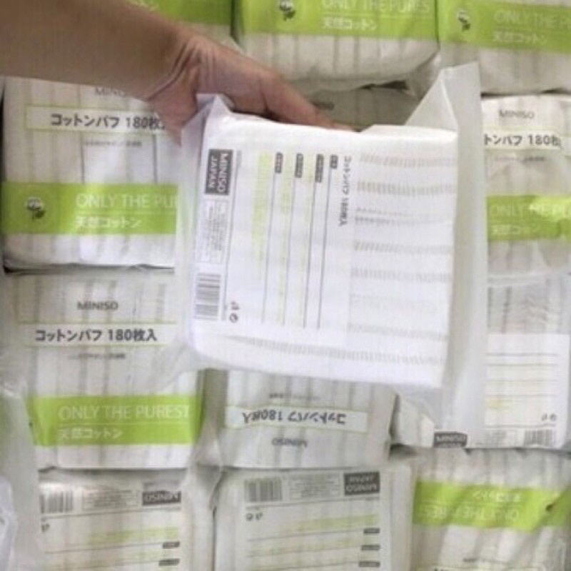 Bông tẩy trang Miniso Nhật Bản gói 180 miếng