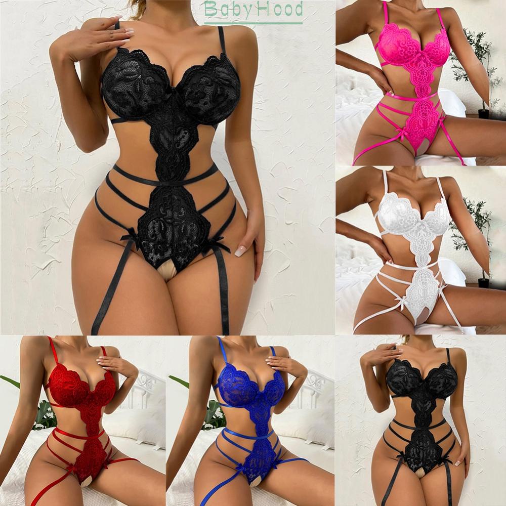 Women Pajamas Crotchless Lace New Style One-piece Pajamas See-through Sexy#BBHOOD