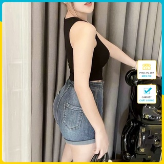 Quần jean nữ, quần short nữ basic cạp da
