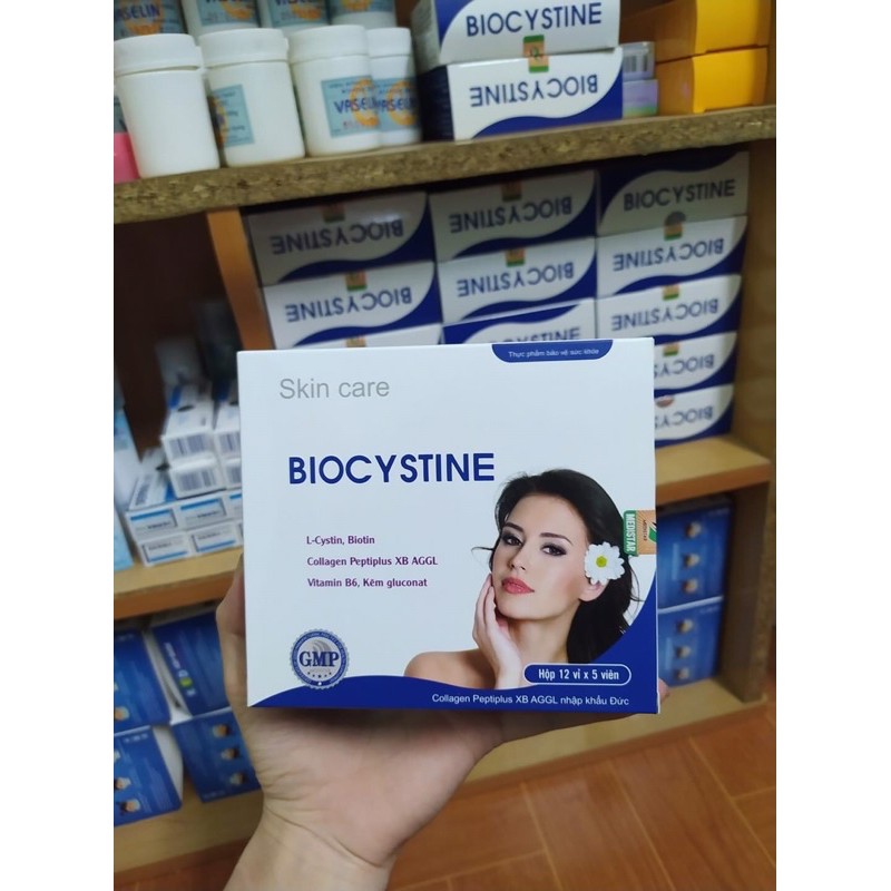 Biocystine ngừa mụn mọc tóc trắng da