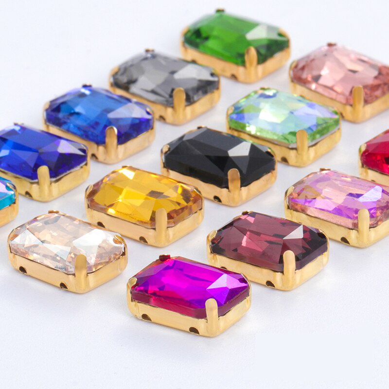 Đá Pha Lê Hình Chữ Nhật 18x25mm Dùng Trang Trí Quần Áo