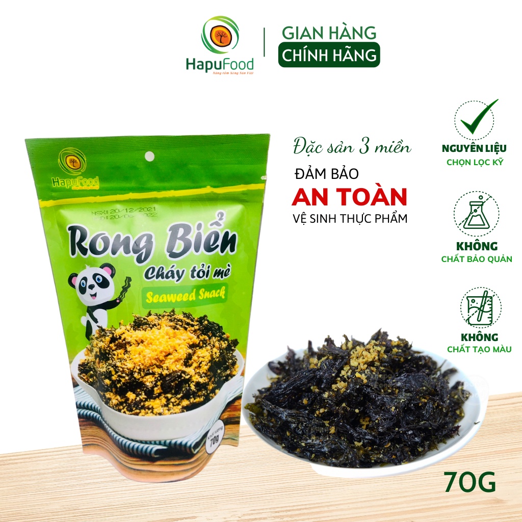 Rong biển cháy tỏi mè HAPUFOOD 70g ăn liền thơm ngon bổ dưỡng, đảm bảo VSATTP
