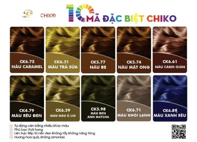 Thuốc nhuộm tóc Chiko màu thời trang không tẩy tóc(không kèm oxi)