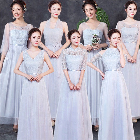 Đầm Dài Màu Xám Dùng Biểu Diễn Sân Khấu Dành Cho Phụ Nữ Trung Niên Và Người Lớn Tuổi