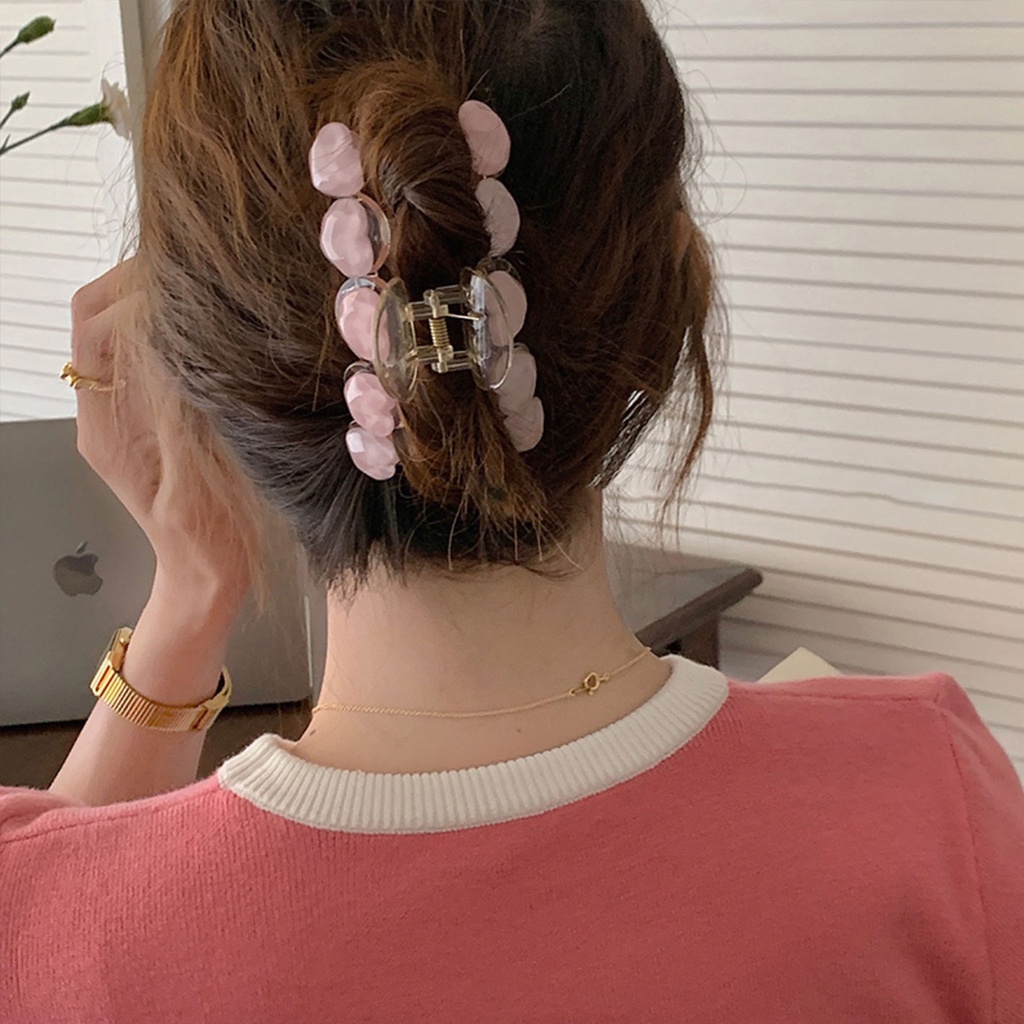 Kẹp Tóc Nhựa Acrylic Họa Tiết Trái Tim Lưng Màu Hồng Thời Trang Mùa Hè Xinh Xắn Cho Nữ
