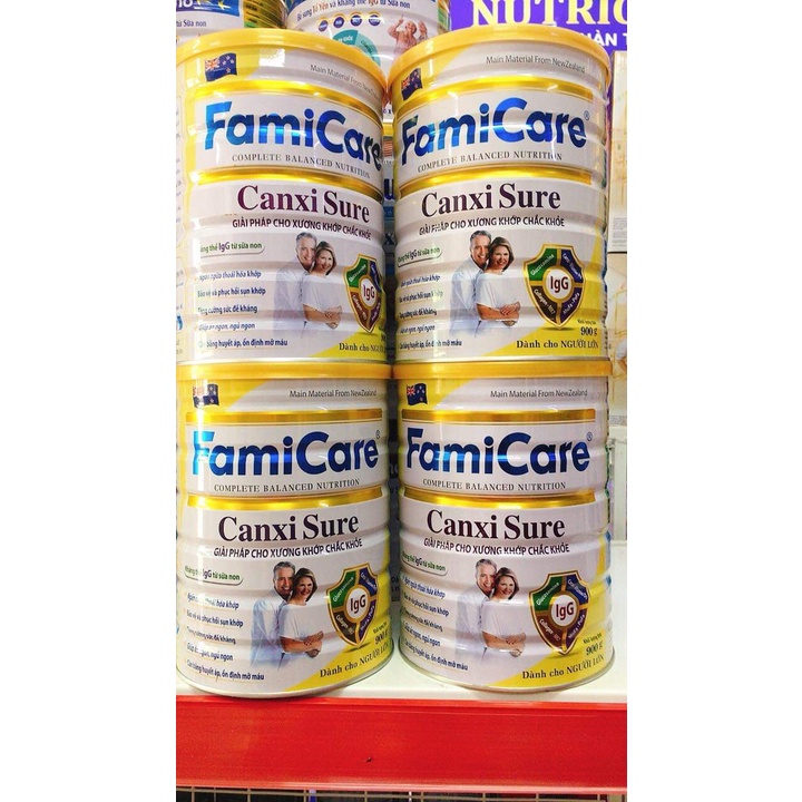Sữa canxi dành cho người lớn, người tiểu đường Famicare Canxi Sure 900g
