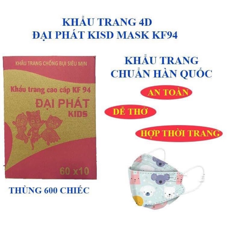 Khẩu trang Kf94 cho bé combo túi 10c, nhiều hình cute dễ thương , khẩu trang y tế 4 lớp túi | BigBuy360 - bigbuy360.vn