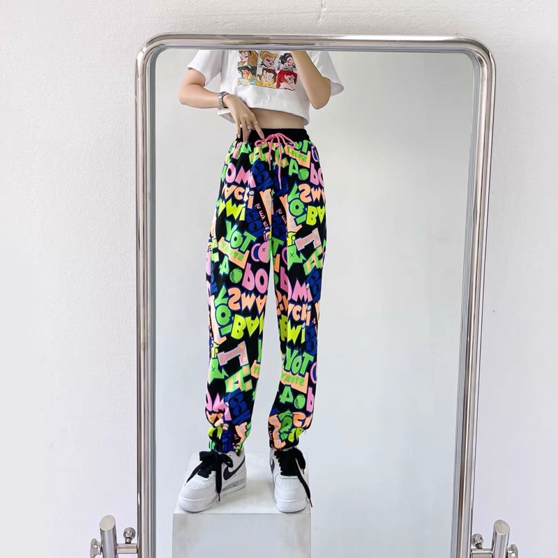 Quần Jogger In Hoạ Tiết Hoạt Hình Ống bo - Quần Cartoon Unisex Nam Nữ mặc nhà