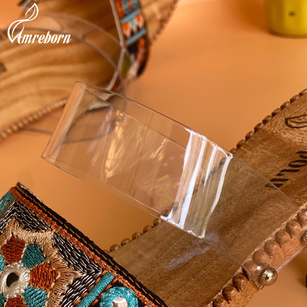 Guốc mộc thổ cẩm H'Mông đính kết thủ công siêu đẹp, guốc mộc cao gót 7cm