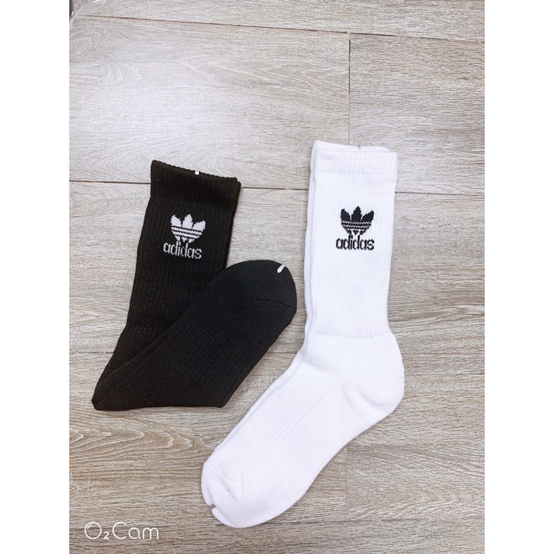 tất vớ adidas cổ cao -có viền chống trơn vớ nam nữ 2 màu đen trắng