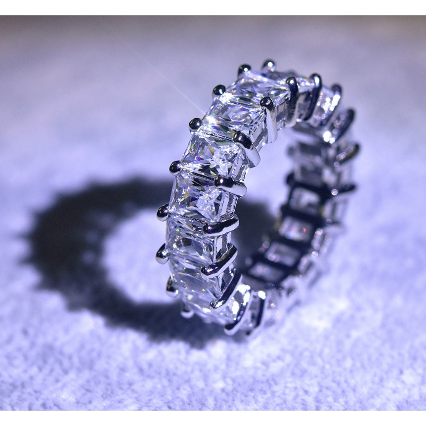 Nhẫn kim loại khảm đá phong cách sang trọng cho nữ