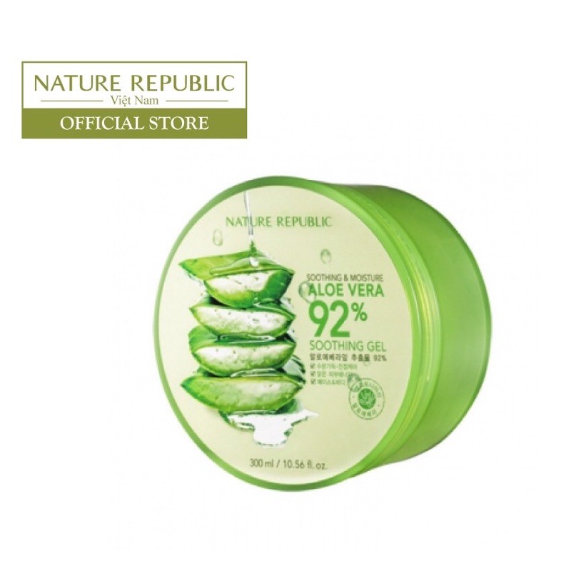 Gel lô hội dưỡng đa năng NATURE REPUBLIC Soothing &amp; Moisture Aloe Vera 92% Soothing Gel 300ml