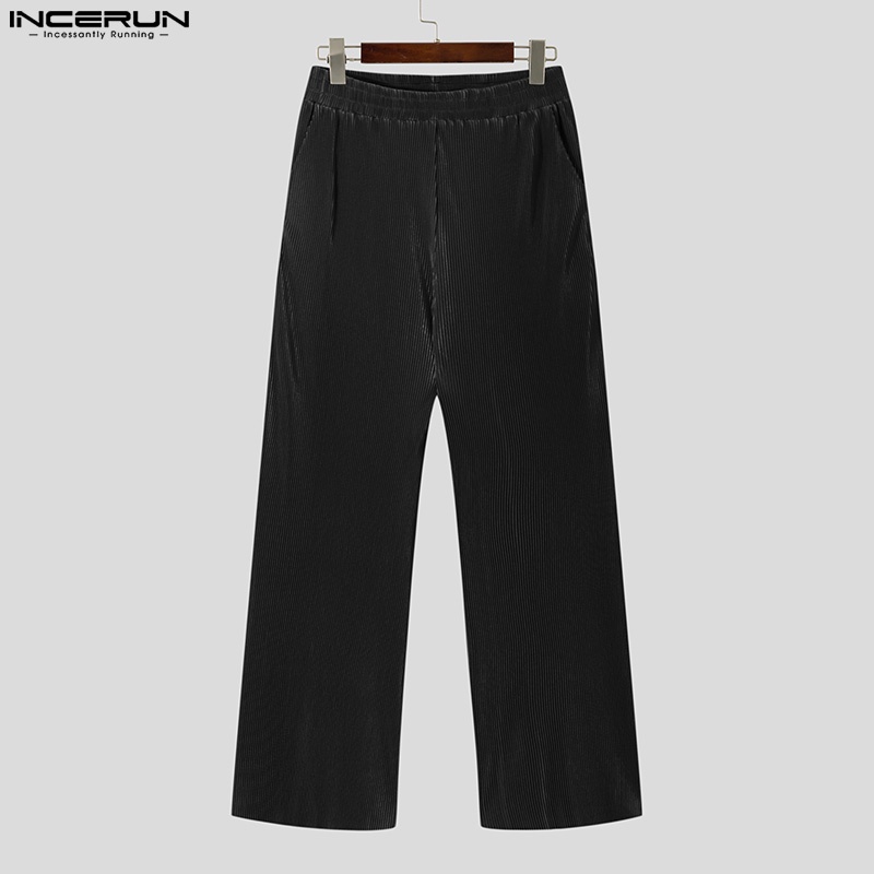Quần baggy INCERUN ống rộng lưng co giãn thời trang cho nam