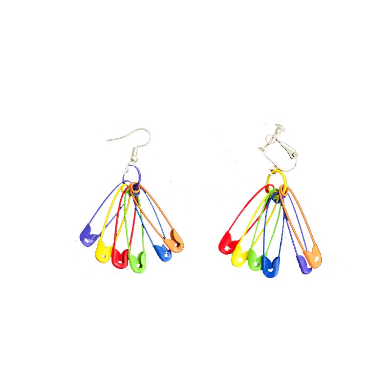 Bông Tai Hình Kim Băng Màu Cầu Vồng