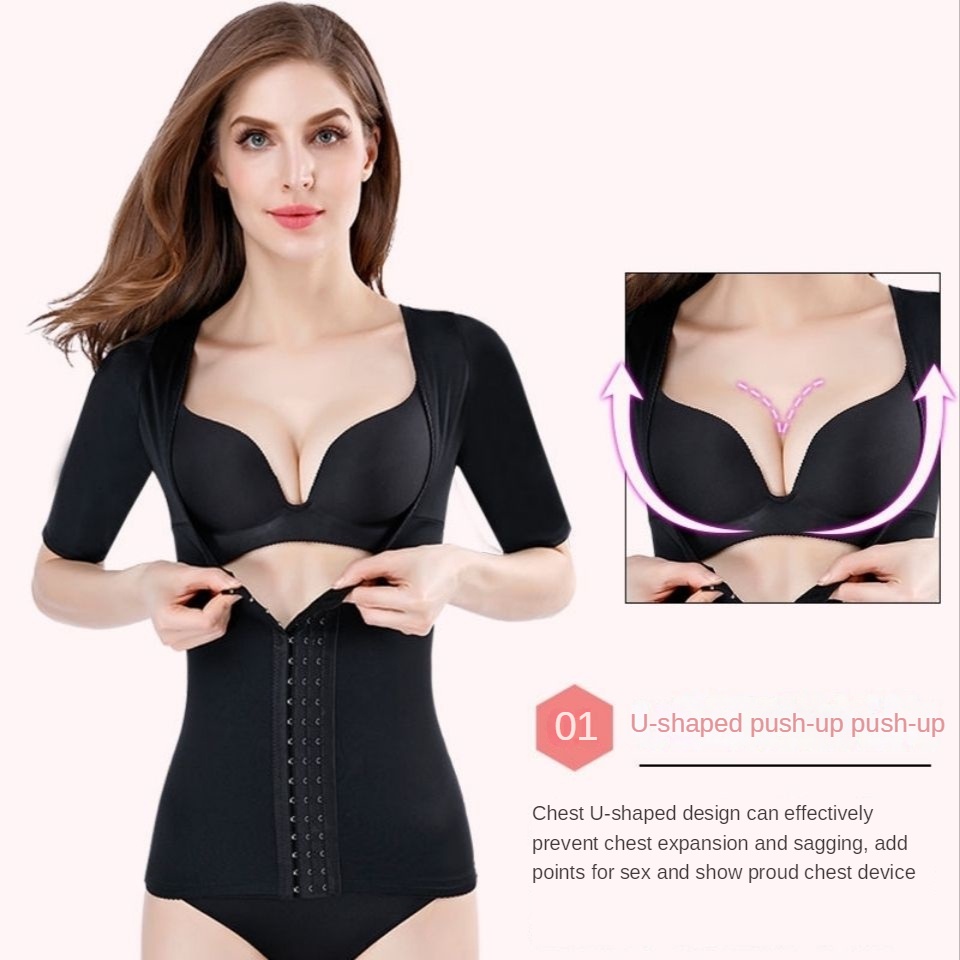 Áo vest tay ngắn tingmei ruoya | Eo và cánh tay định hình hàng đầu | Bụng và bụng co lại bodysuit