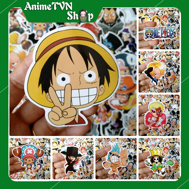 Miếng dán Sticker anime One Piece - Đảo hải tặc trọn bộ 100 hình - In rõ ràng sắc nét khó tróc