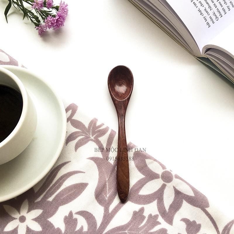 Muỗng Cà Phê Gỗ Trắc, Cẩm Tự Nhiên HAHANCO  Size Mini 13cm