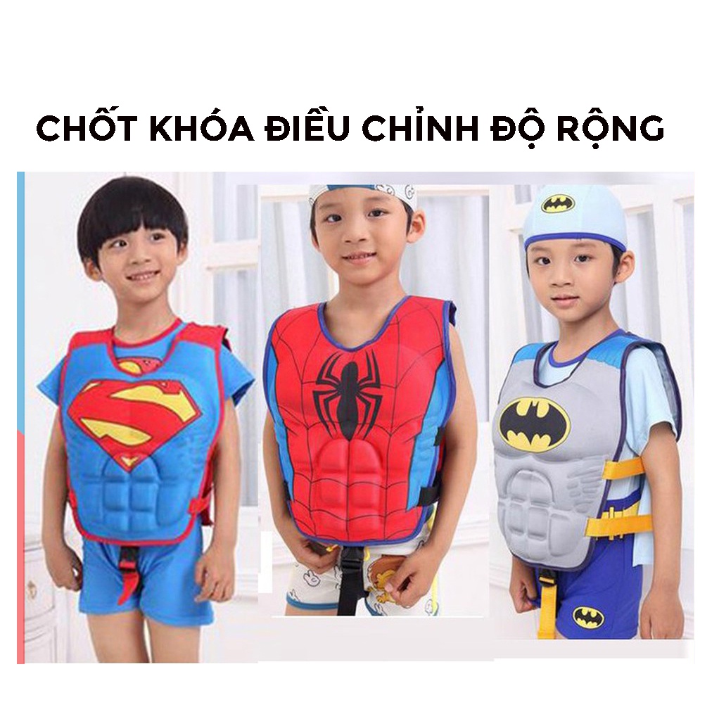 Áo Phao Bơi Cho Bé Phao Tập Bơi Liền Thân 3 - 8 tuổi Đồ Bơi Cho Bé Đi Biển Hình Siêu Nhân Công Chúa Bé Trai Bé Gái PB