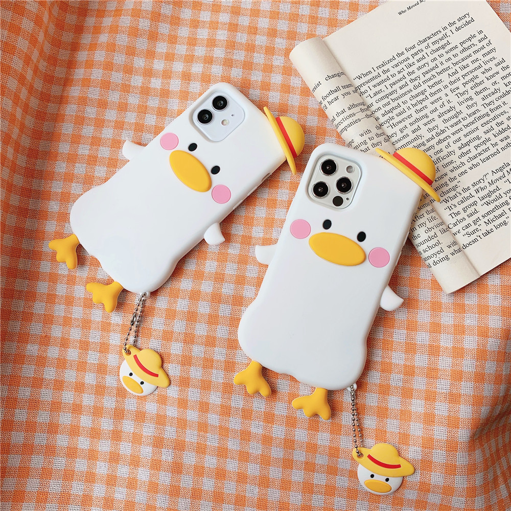 Ốp Lưng Silicone Hình Chú Vịt 3d Dễ Thương Cho Iphone 12 11 Pro Max Mini 12pro Xr X Xs Max 6 6s 8 7 Plus Se 2020