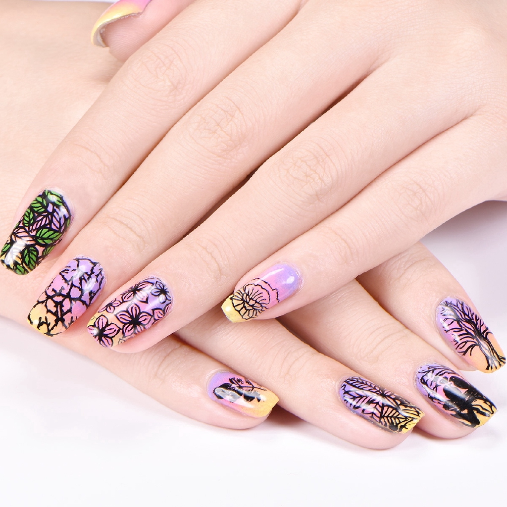 (Hàng Mới Về) Khuôn Trang Trí Móng Tay Họa Tiết Hoa Lá Đẹp Mắt Beautybigbang