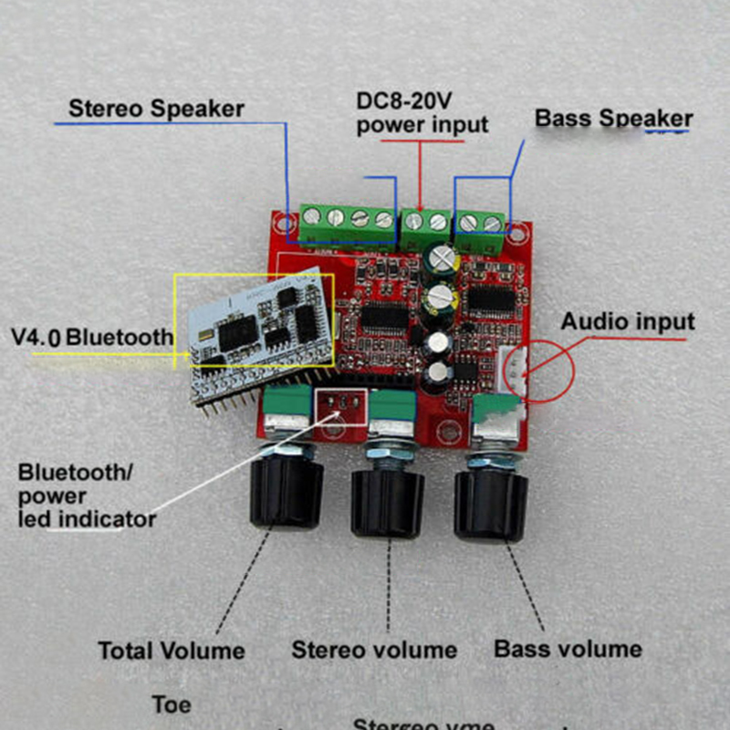 Bảng Mạch Khuếch Đại Âm Thanh Tpa3110 Class D Bluetooth 30w + 2x15w 2.1 Amp Dc 12-24v