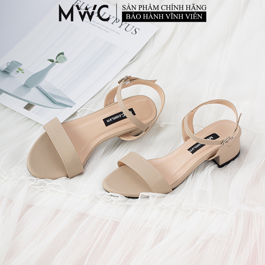 Giày Cao Gót Nữ Quai Ngang Đế Vuông MWC  Sandal Cao Gót Nữ Đế Cao 3cm Màu Đen Và Kem Siêu Xinh MWC NUCG-3956