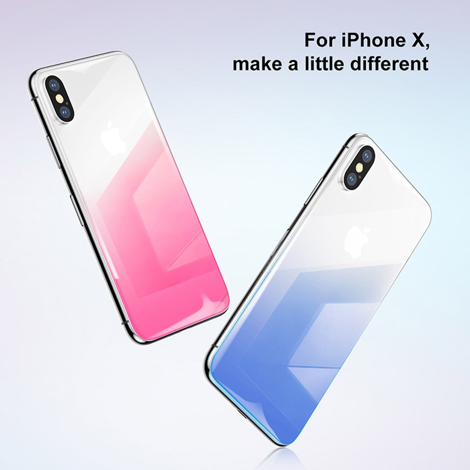 Kính cường lực mặt lưng đổi màu Baseus Gradient Color Iphone X