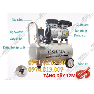 Máy nén khí không dầu oshima 24l chính hãng tặng dây nén
