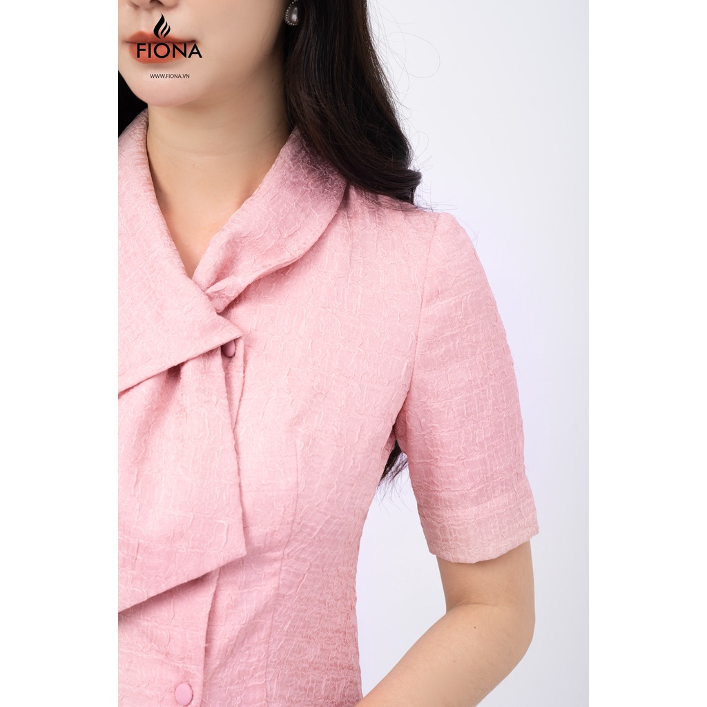 Áo sơ mi nữ cổ cách điệu Fiona, Sơ mi nữ thiết kế cài cúc chất liệu tuytsi cao cấp F551296