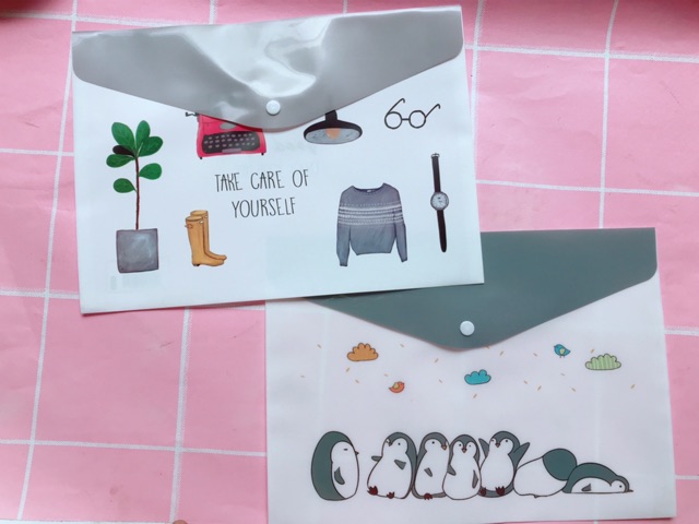 Túi Nhựa pilu đựng tài liệu cỡ giấy A4 thiết kế đẹp mắt nhiều hình cute