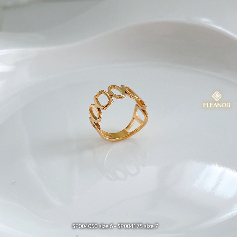 Nhẫn nữ titan Eleanor Accessories hình học bản to phụ kiện trang sức 4045