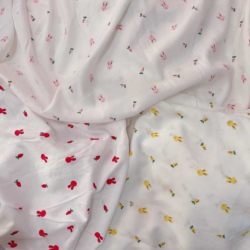 vải đũi mịn mềm mát thỏ cà rốt nhỏ