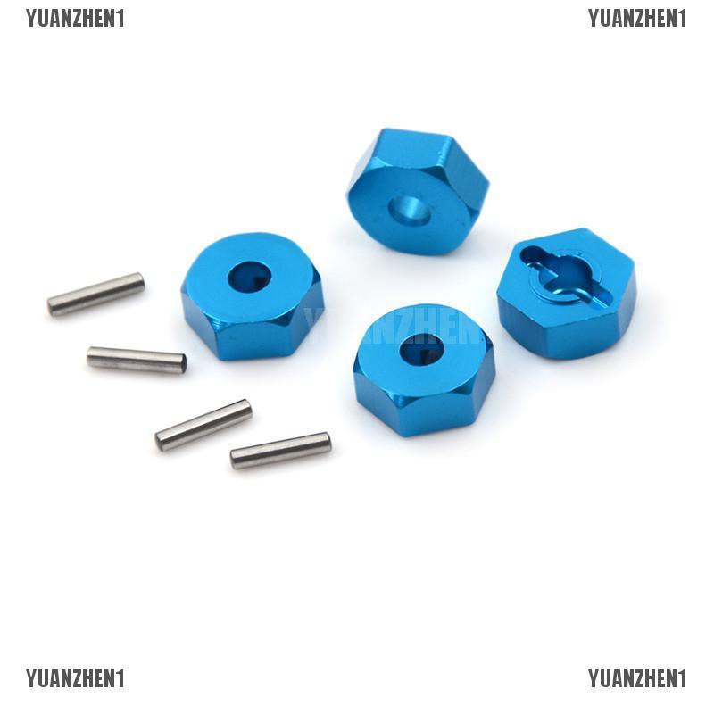 Set 4 Đai Ốc Lục Giác Bằng Nhôm 12MM Kèm Trục Bánh Xe Điều Khiển HSP Tỉ Lệ 1 / 10