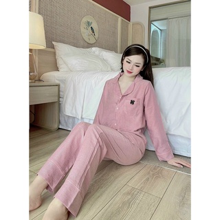 Đồ ngủ nữ mặc nhà cao cấp chất liệu Lụa mền mịn, màu trơn- Bộ ngủ Pyjama