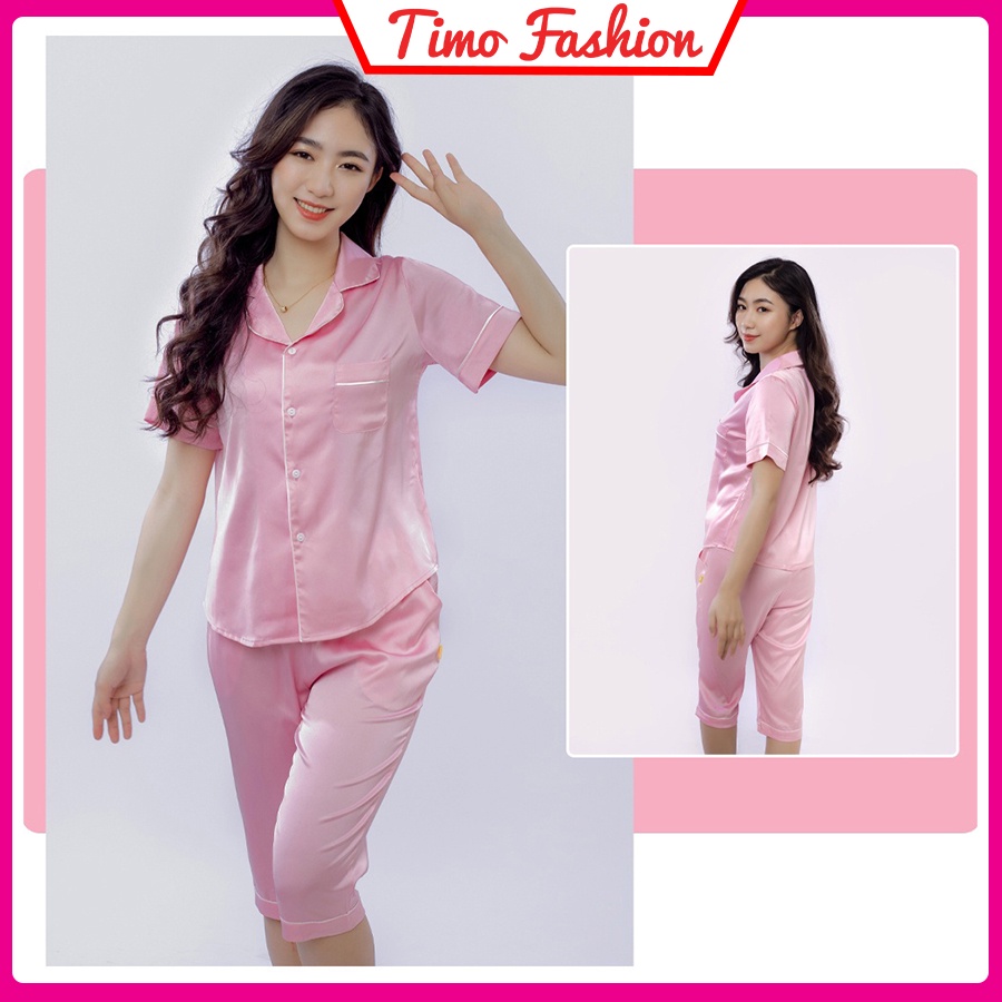 Đồ ngủ nữ, đồ bộ nữ pijama mặc nhà, bộ ngủ dễ thương chất lụa Satin cao cấp tay ngắn BNN003