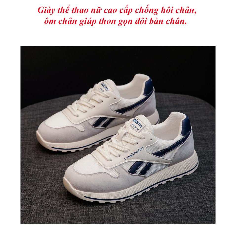 Giày thể thao nữ, giày sneaker nữ, ôm chân giúp thon gọn bàn chân, thoáng khí chống hôi chân lại cực êm ái