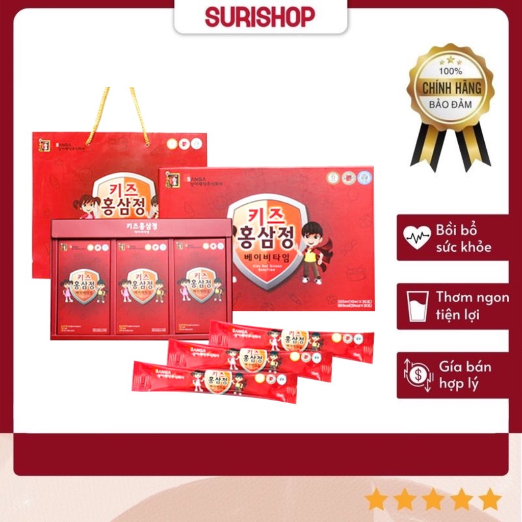 Nước Hồng Sâm Trẻ Em Baby Sanga Hàn Quốc Hỗ Trợ Tăng Miễn Dịch Cho Bé Từ 18 Tháng Hộp 30 Gói