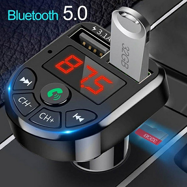 Tẩu Nghe Nhạc Bluetooth Kiêm Sạc Điện Thoại Đa Năng Cho Ô Tô Xe Hơi