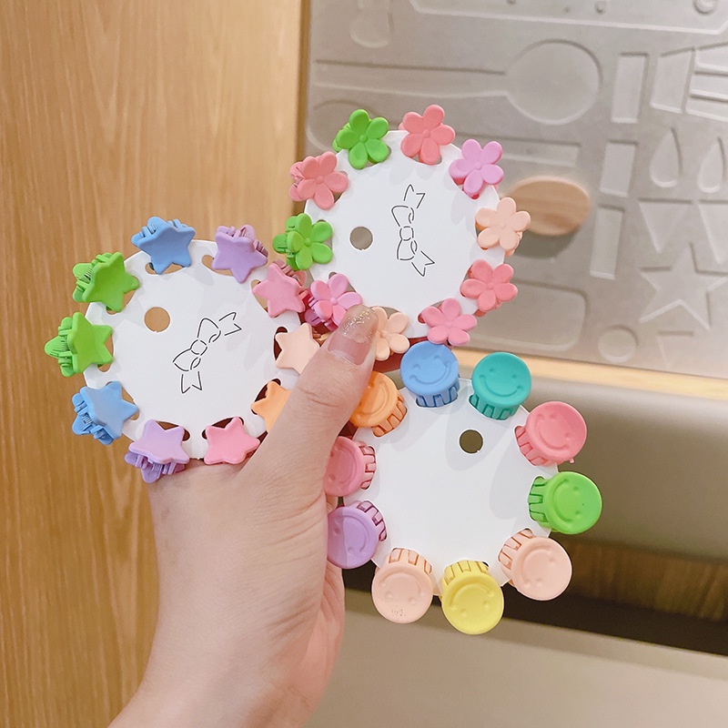 Set 10 kẹp tóc thiết kế hình hoa/trái tim/ngôi sao đơn giản màu sắc ngọt ngào dễ thương cho nữ