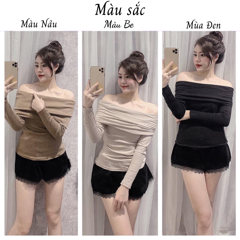 Áo lên tăm trễ vai dài tay phong cách Hàn Quốc Shinosha A007 | BigBuy360 - bigbuy360.vn
